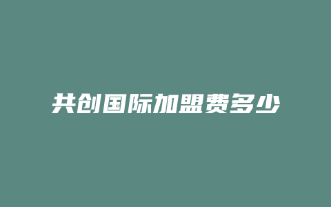 共创国际加盟费多少