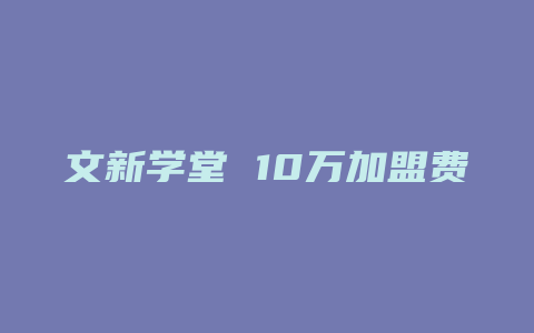 文新学堂 10万加盟费