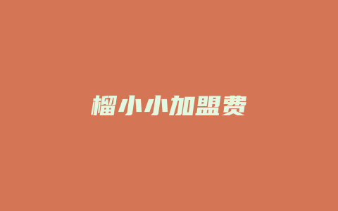 榴小小加盟费