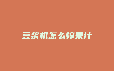 豆浆机怎么榨果汁