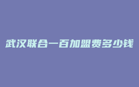 武汉联合一百加盟费多少钱