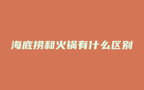 海底捞和火锅有什么区别