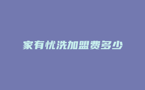 家有忧洗加盟费多少