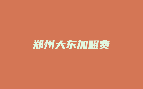 郑州大东加盟费