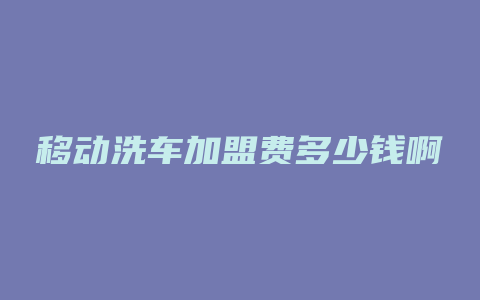 移动洗车加盟费多少钱啊