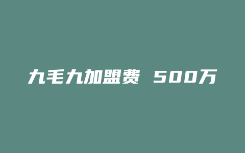 九毛九加盟费 500万