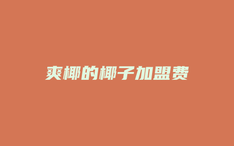 爽椰的椰子加盟费