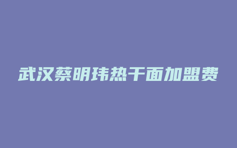 武汉蔡明玮热干面加盟费