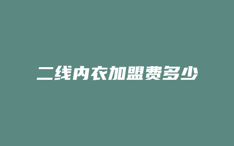 二线内衣加盟费多少