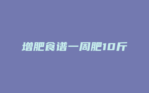 增肥食谱一周肥10斤